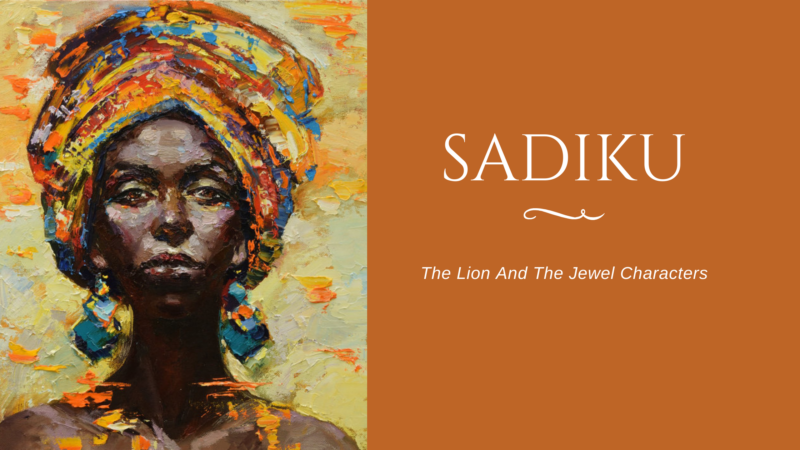 The Lion And The Jewel Characters-Sidi(the jewel), Lakunle, Baroka, Sadiku, The Stranger, The Wrestler, The Favorite, The Surveyor.